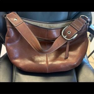 Brown leather Coach hobo bag